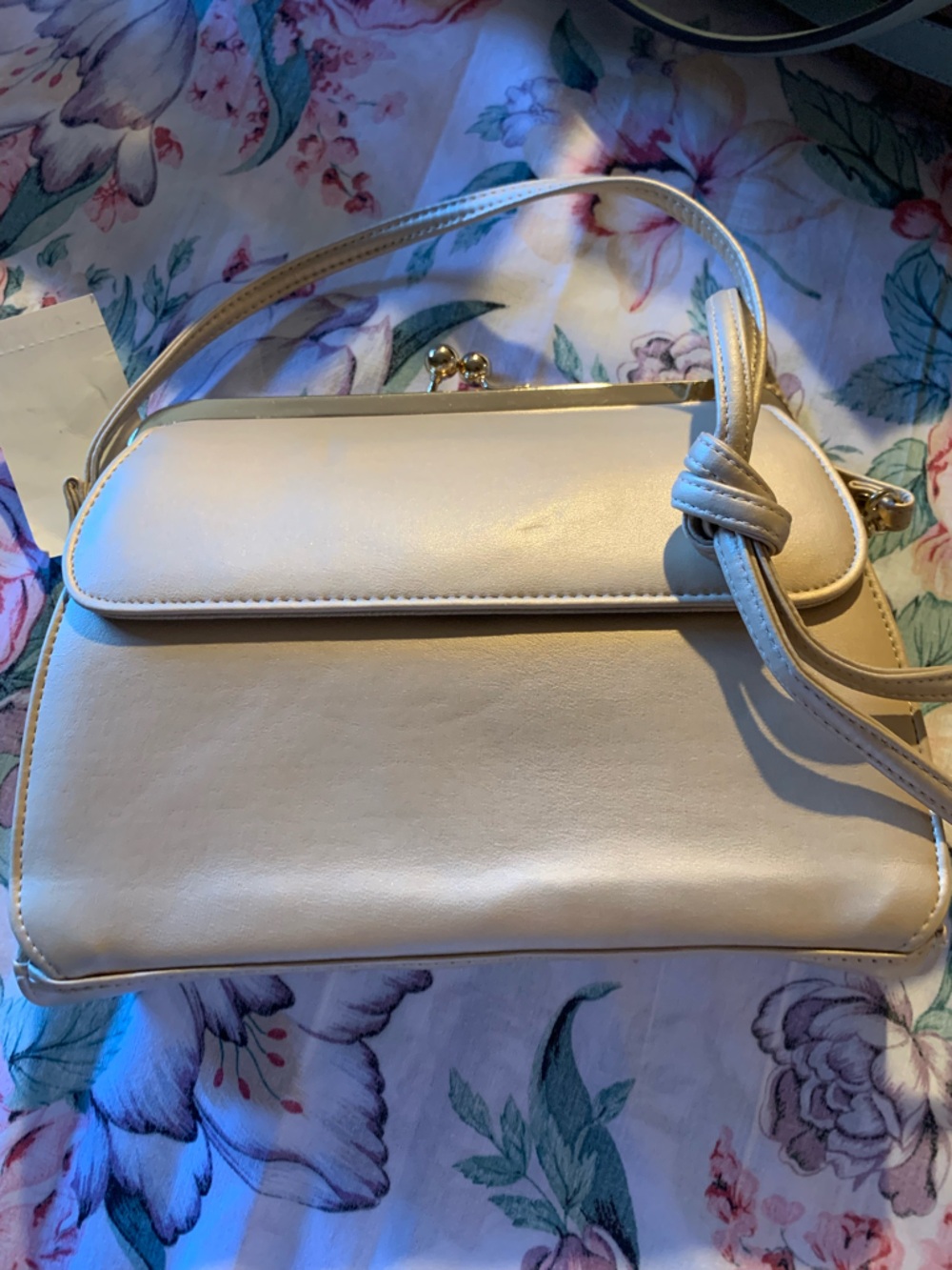 Partners Cream Structured Crossbody Bag with Top Handle